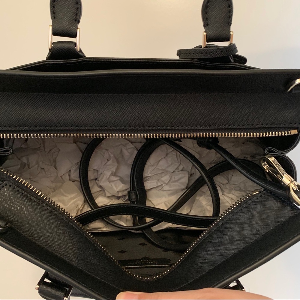 KATE SPADE CAMERON MEDIUM SATCHEL BLACK LEATHER - Picture 6 of 7